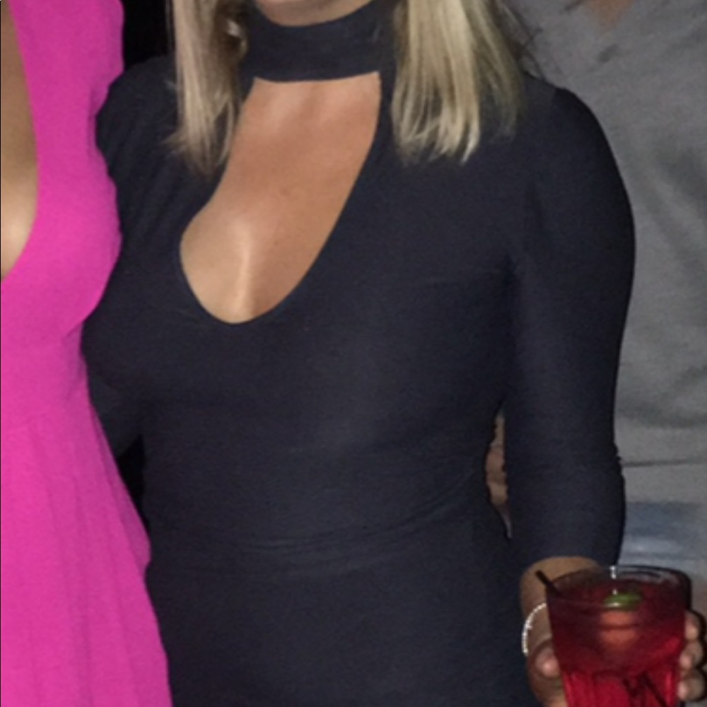 Blue suede bodycon dress